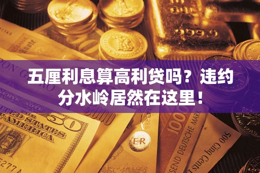 武汉五厘利息算高利贷吗？违约分水岭居然在这里！